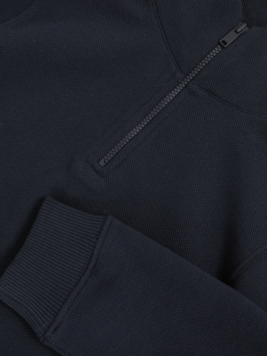 9-13 yrs Textured Half-Zip Sweatshirt with Cotton in Navy Children & Baby | Reiss