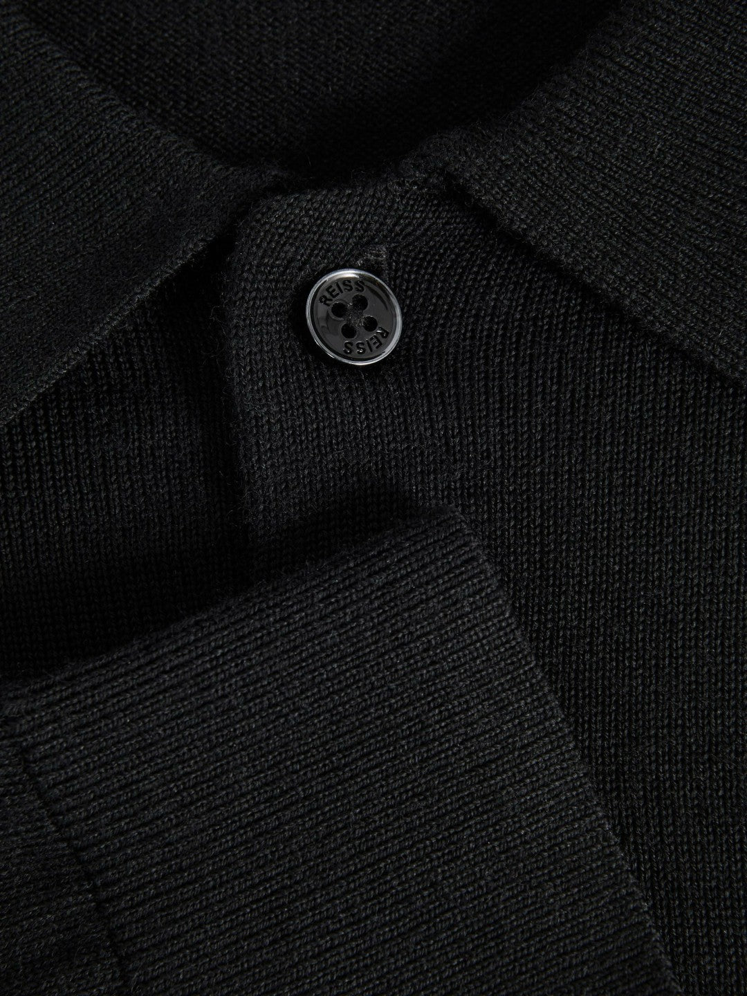 Merino Wool Polo Shirt in Black Men | Reiss