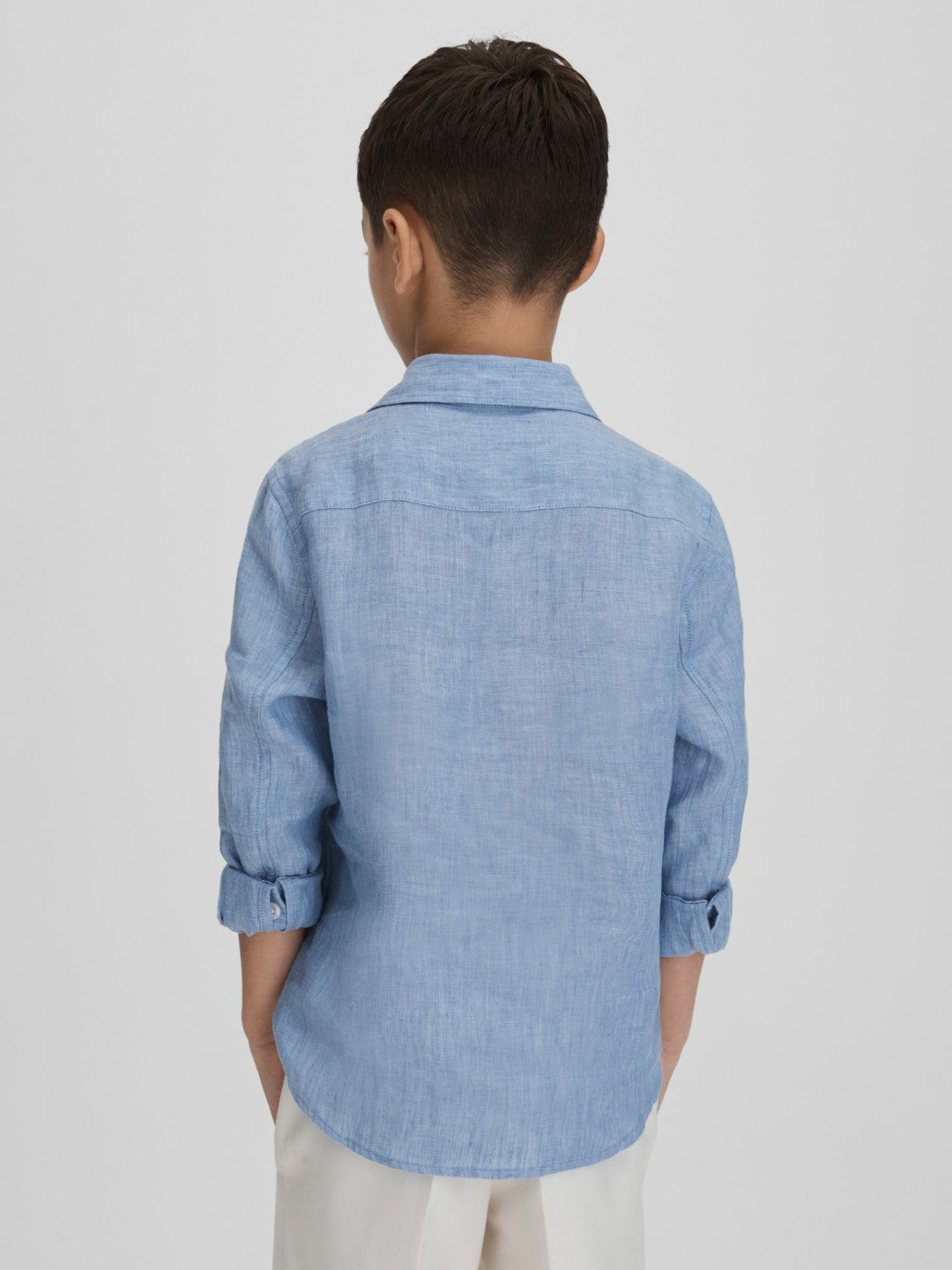 3-9 yrs Striped Linen Cutaway Collar Shirt in Sky Blue Children & Baby | Reiss
