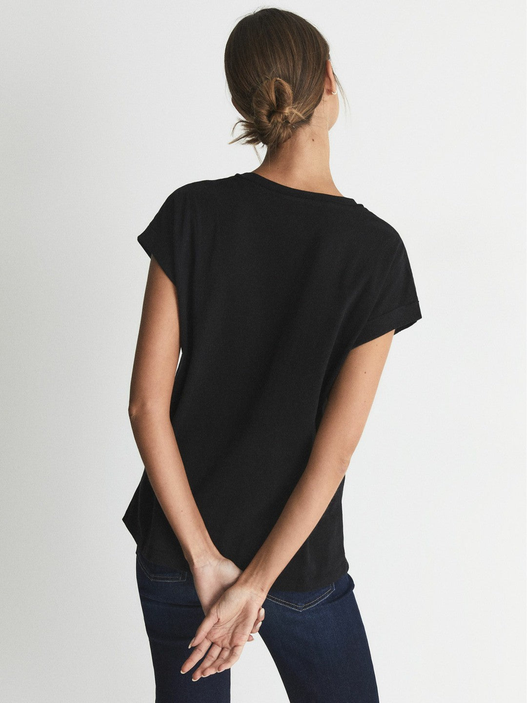 Cotton-jersey T-shirt in Black Women | Reiss