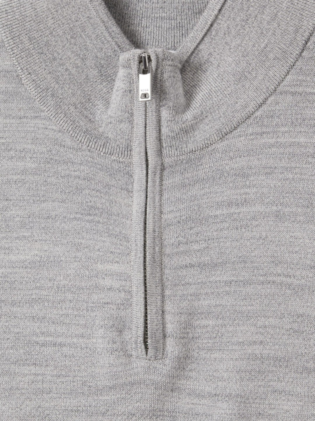 Merino Wool Half-Zip Jumper in Soft Grey Mouline Men | Reiss