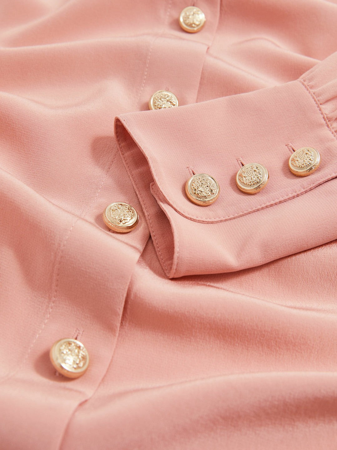 Silk Embossed-Button Shirt in Pink Women | Reiss