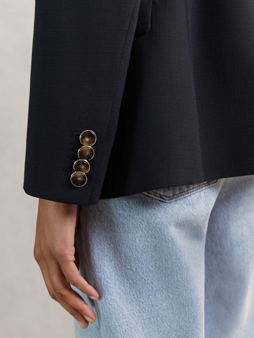 Wool-Blend Double-Breasted Blazer in Navy Women | Reiss