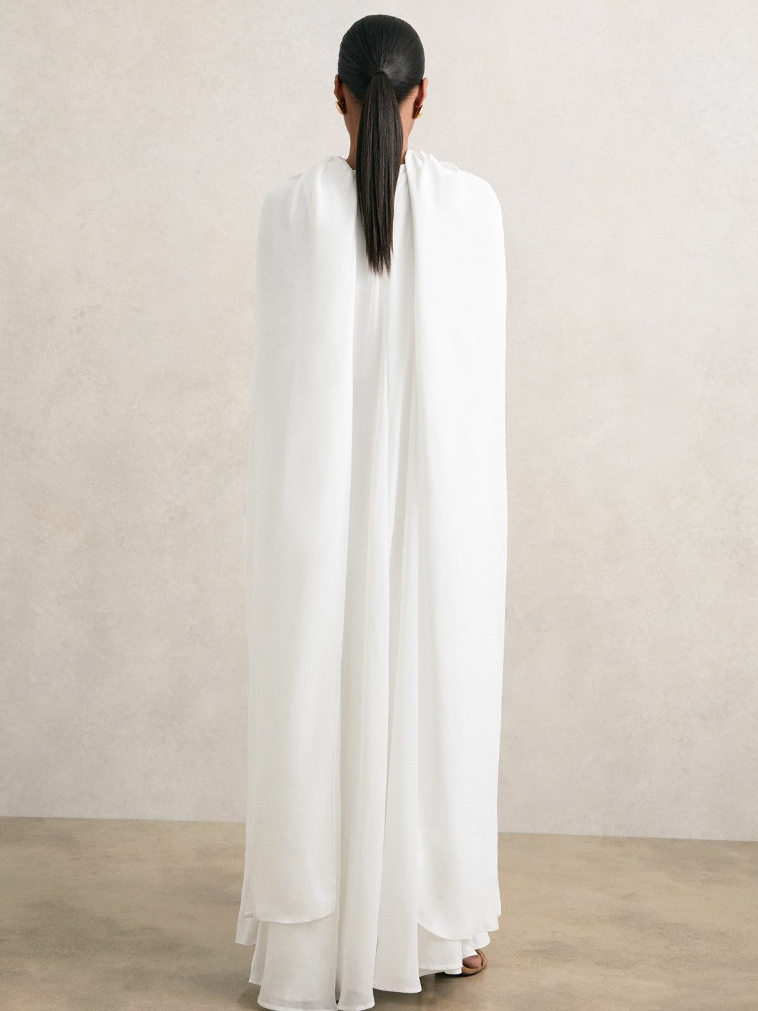 Crepe Cape Maxi Dress in White Women | Reiss