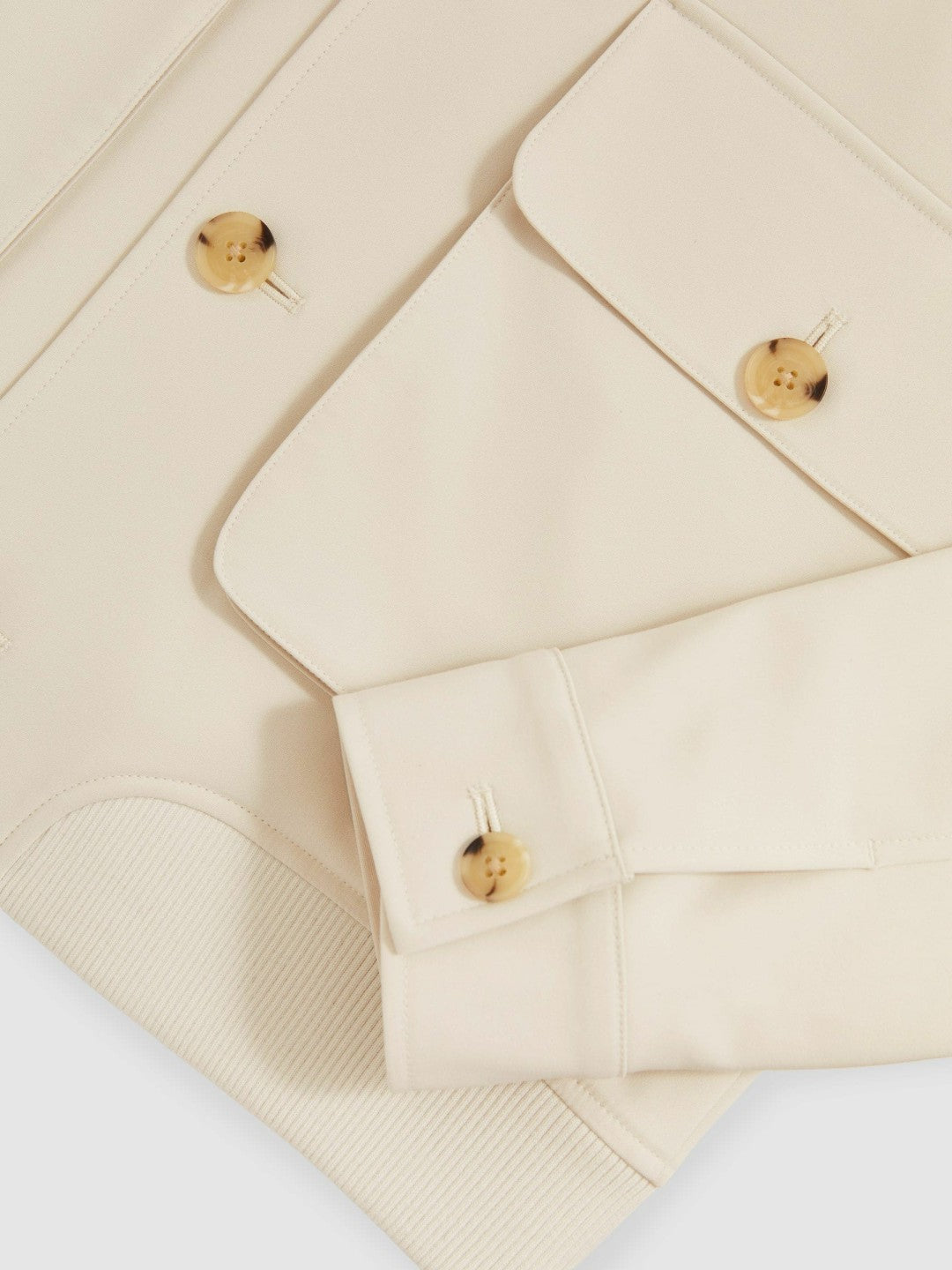 Cotton-Blend Button-Through Jacket in Light Stone Men | Reiss