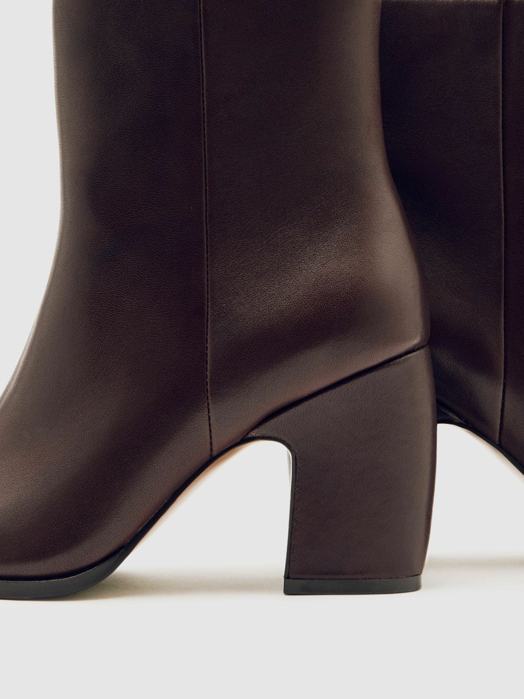 Leather Blocked Heel Ankle Boots in Oxblood Women | Reiss