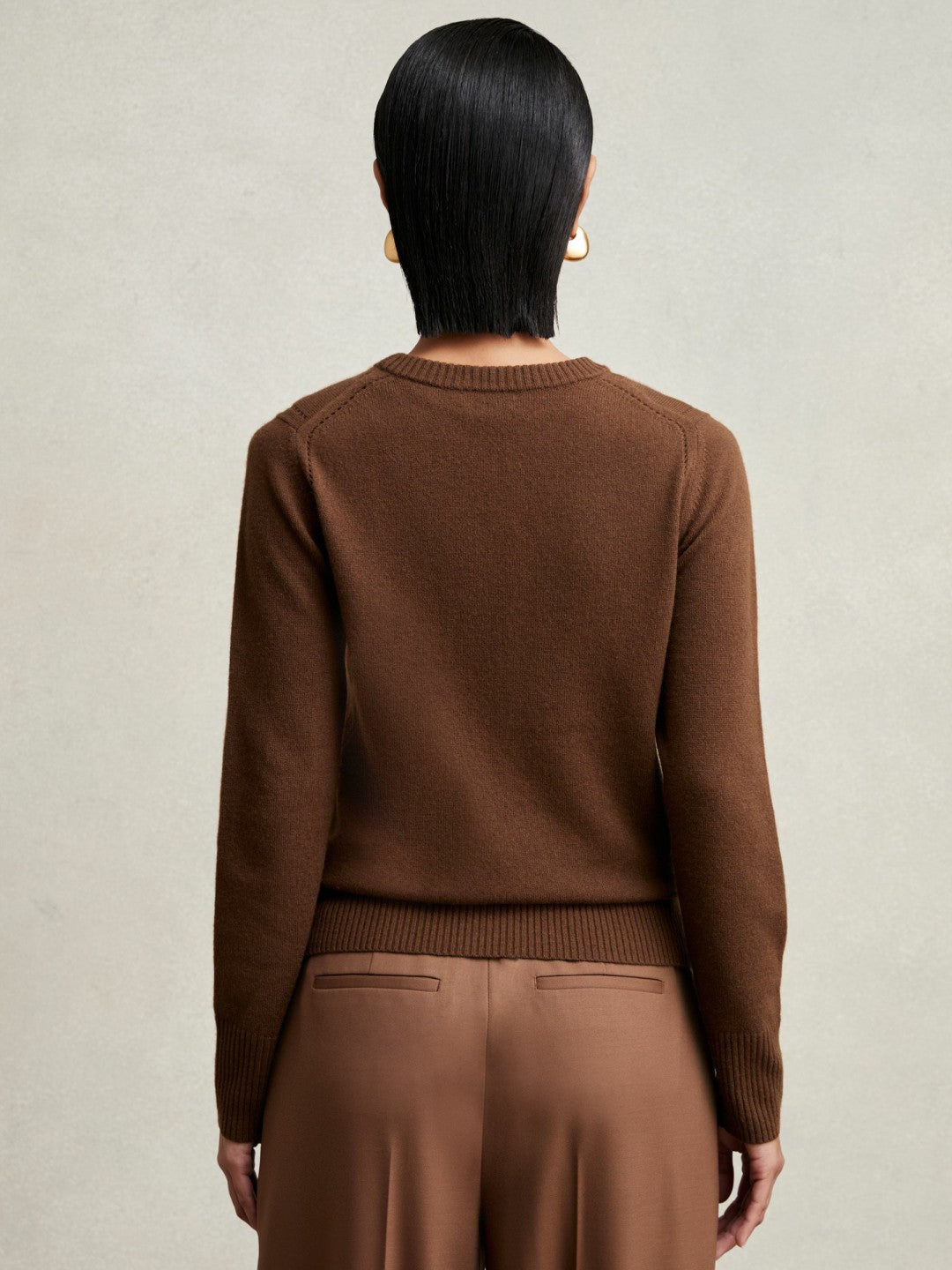 Wool-Blend Open-Stitch Jumper with Cashmere in Toffee Brown Women | Reiss