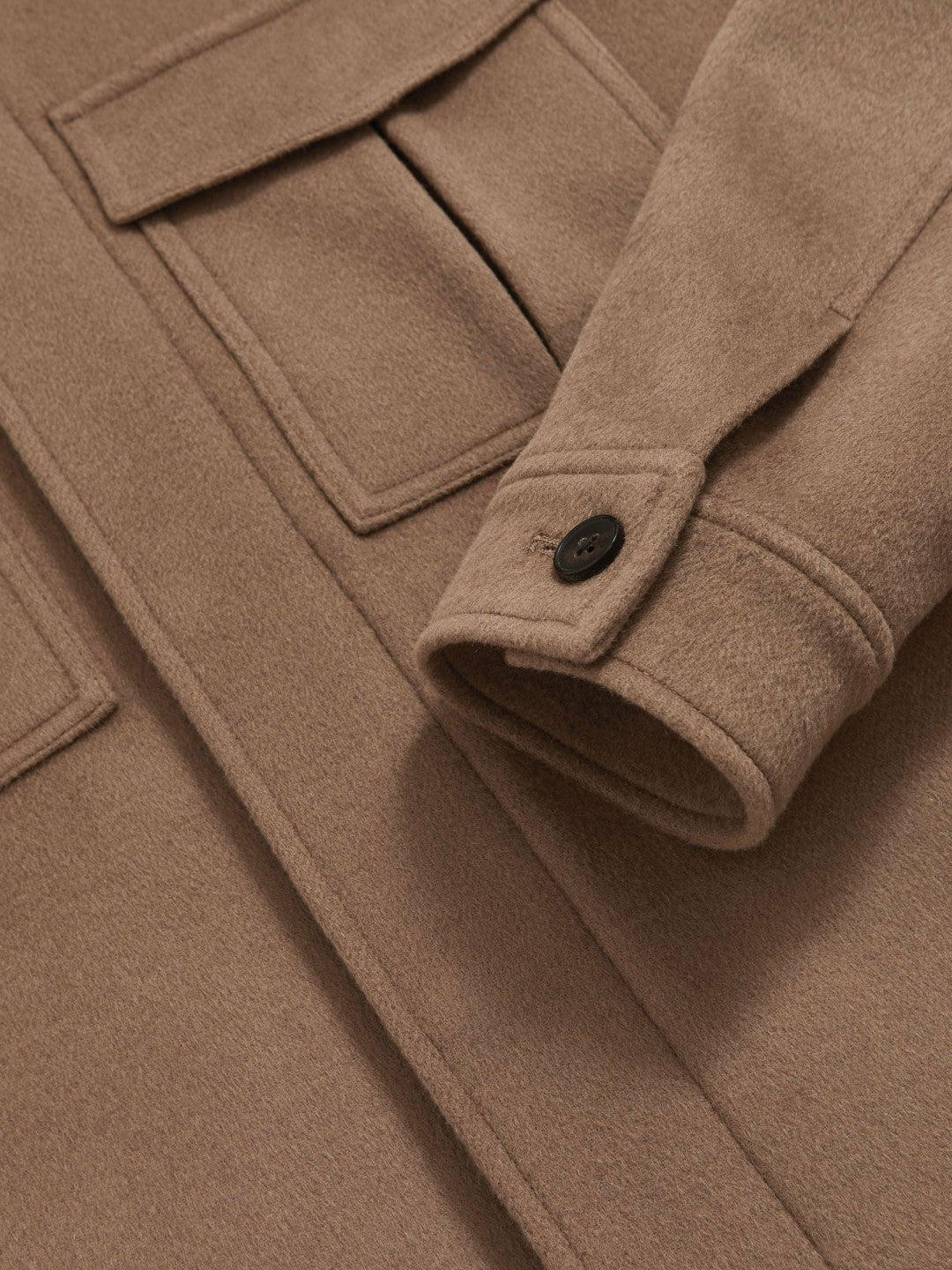 Wool Blend Twin Pocket Zipped Jacket in Dark Brown Men | Reiss