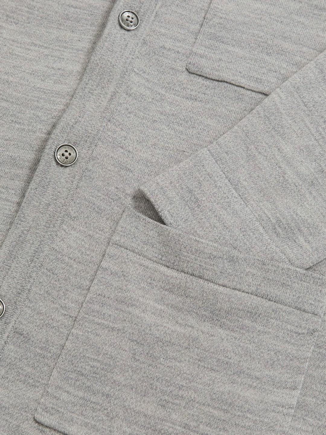 Merino Wool Button-Through Shirt in Soft Grey Mouline Men | Reiss
