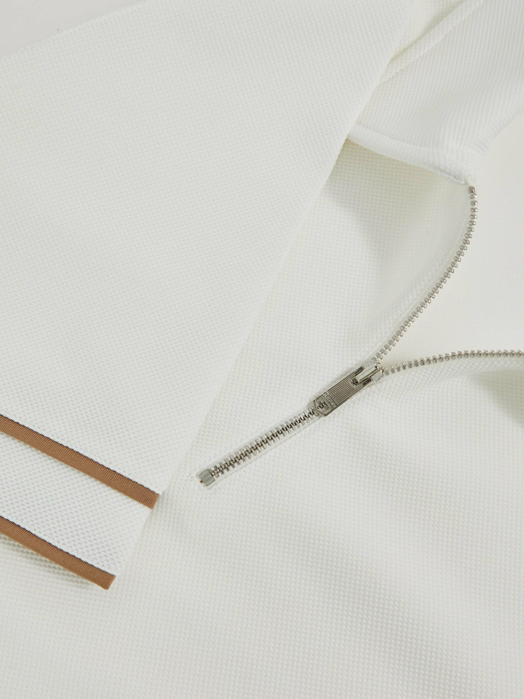 Textured Half-Zip Tipped Polo Shirt in White Men | Reiss
