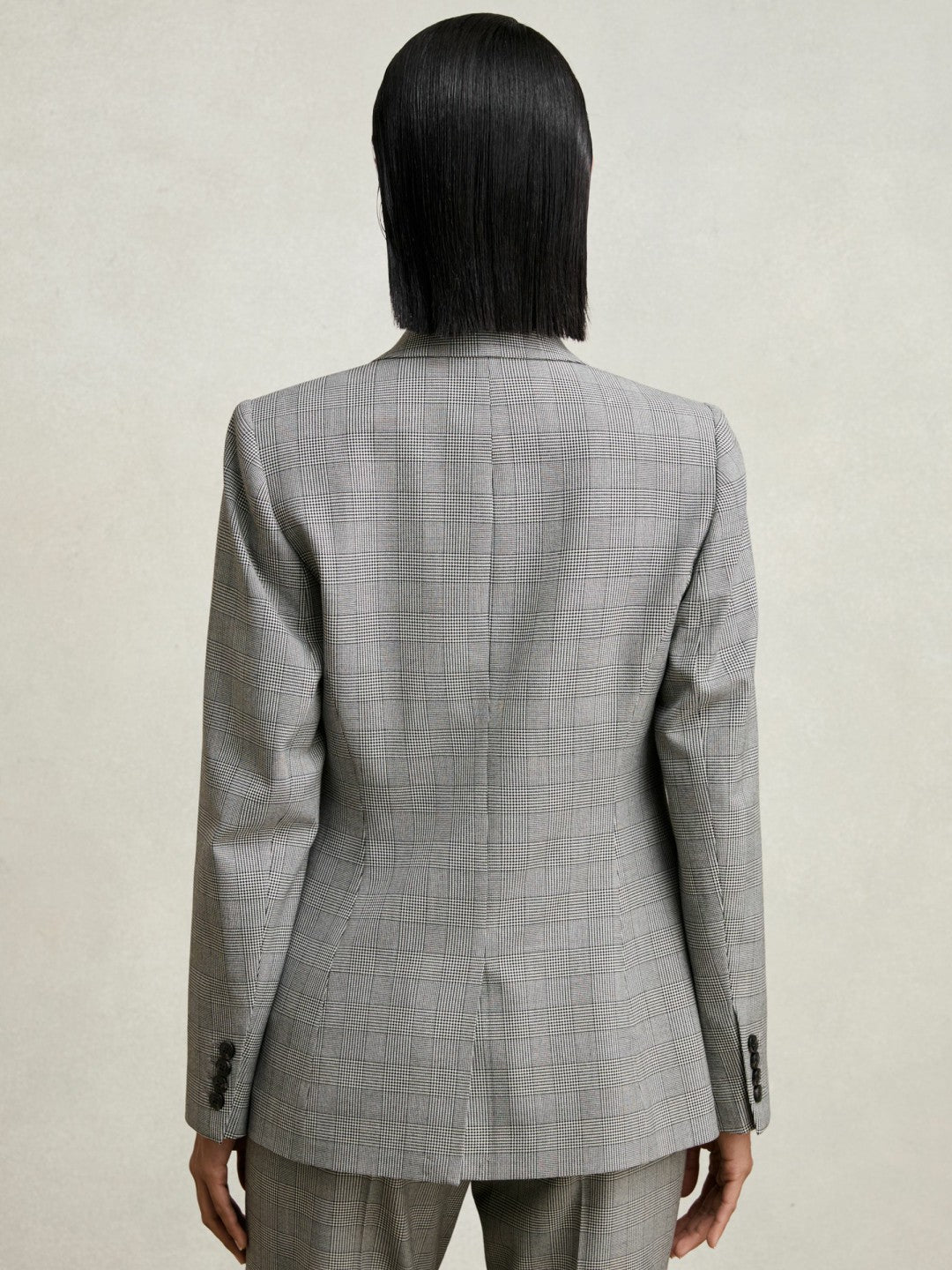 Single-Breasted Check Suit Blazer in Grey Women | Reiss