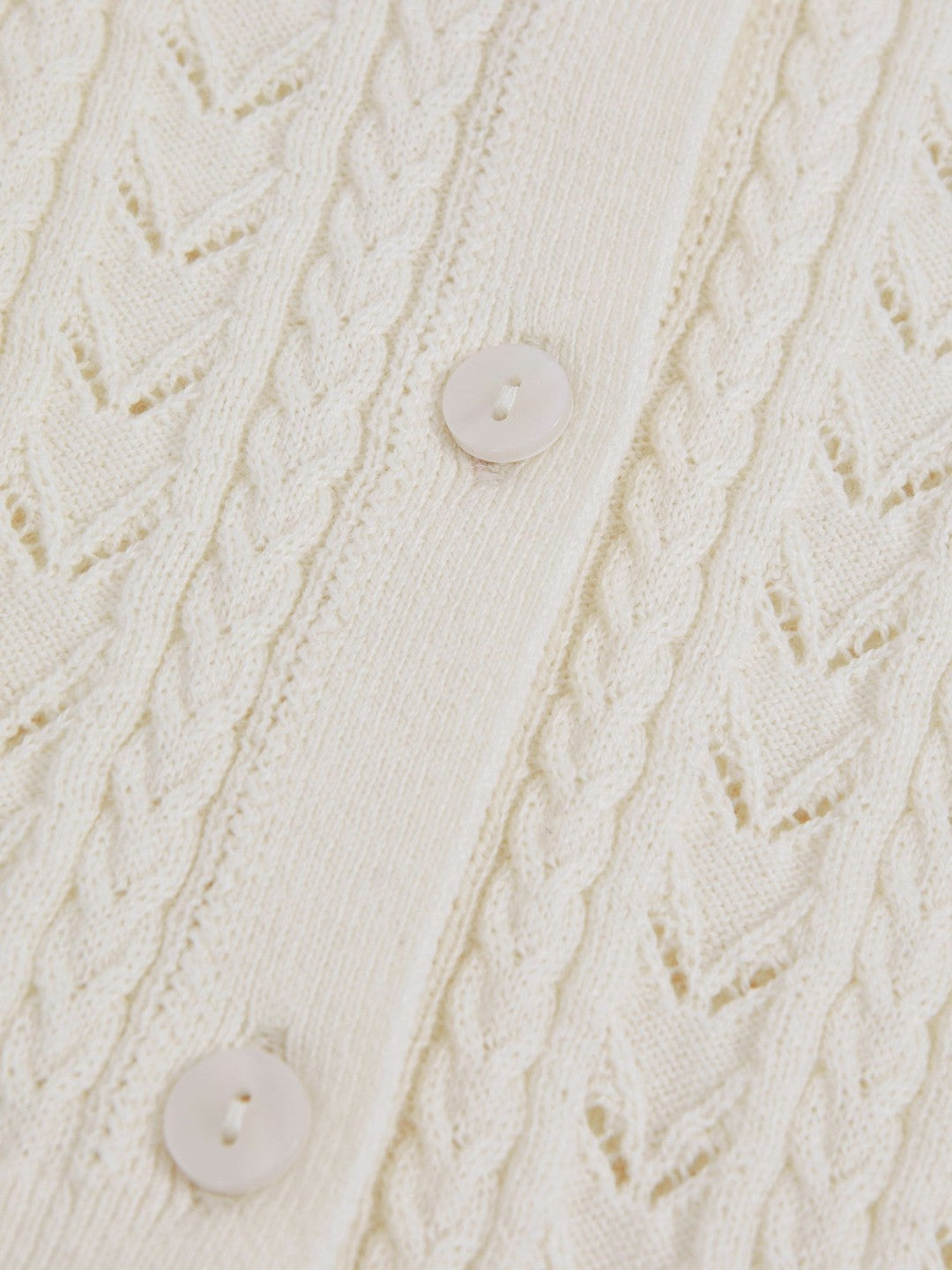 Wool-Cotton Pointelle Cardigan in Ivory Children & Baby | Reiss
