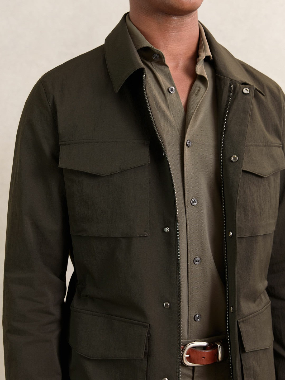 Removable-Gilet Safari Jacket in Green Men | Reiss