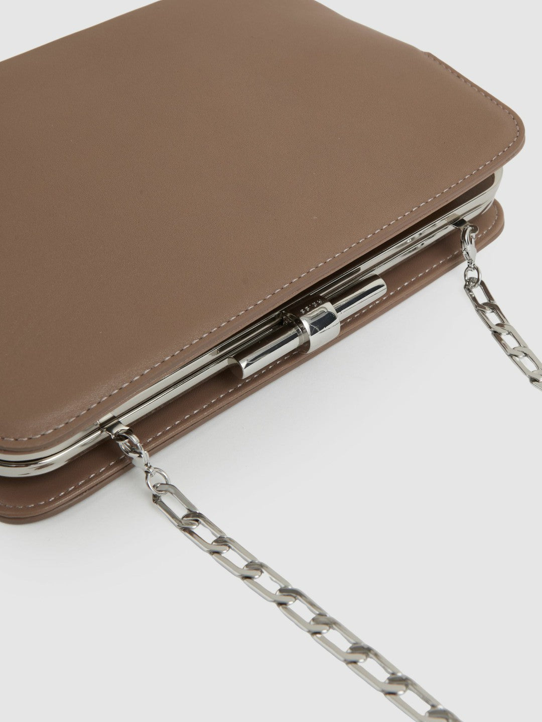 Leather Frame Clutch Bag in Neutral Women | Reiss