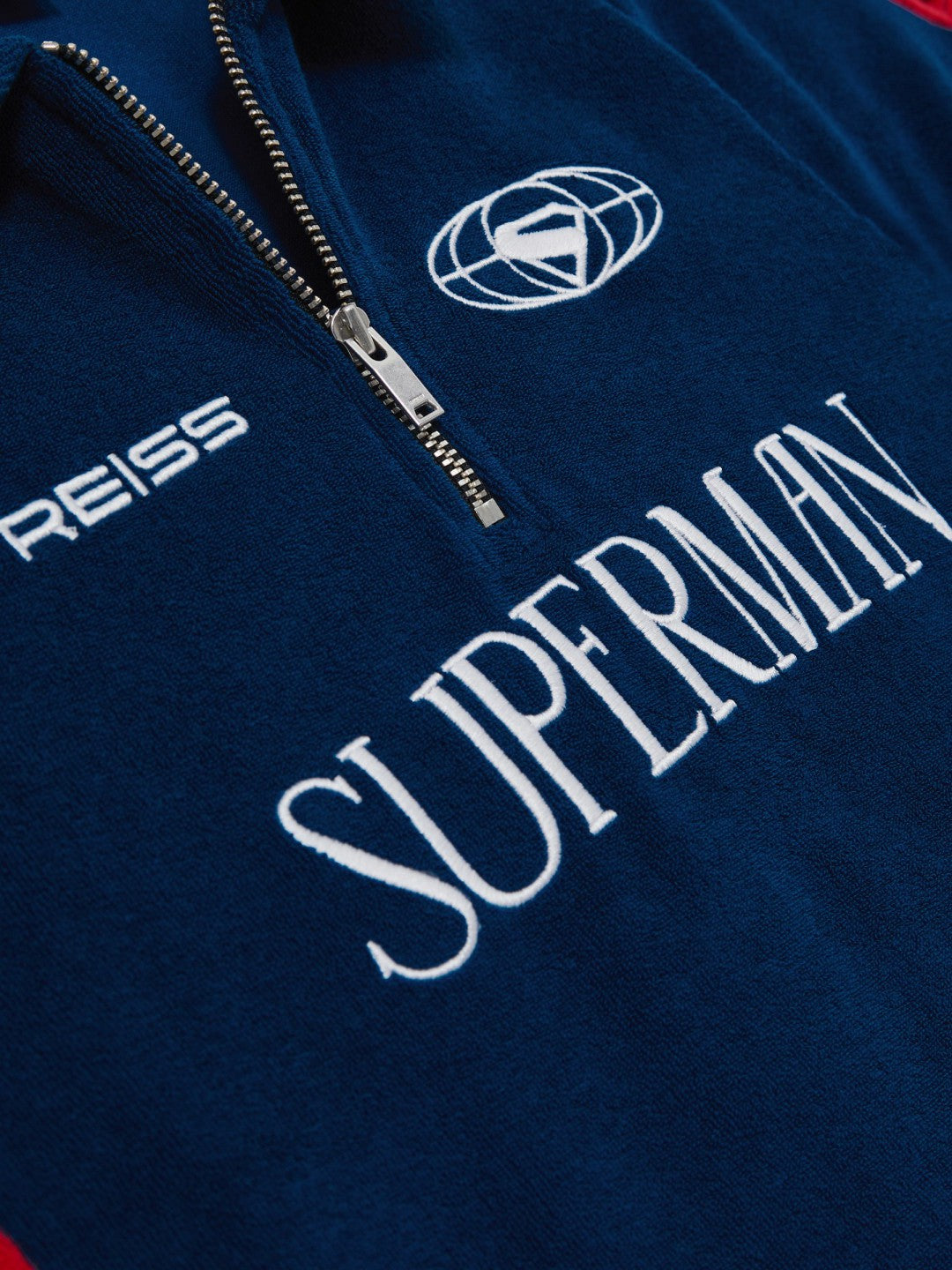 9-13 yrs Superman Towelling Polo Shirt in Blue/Red Children & Baby | Reiss