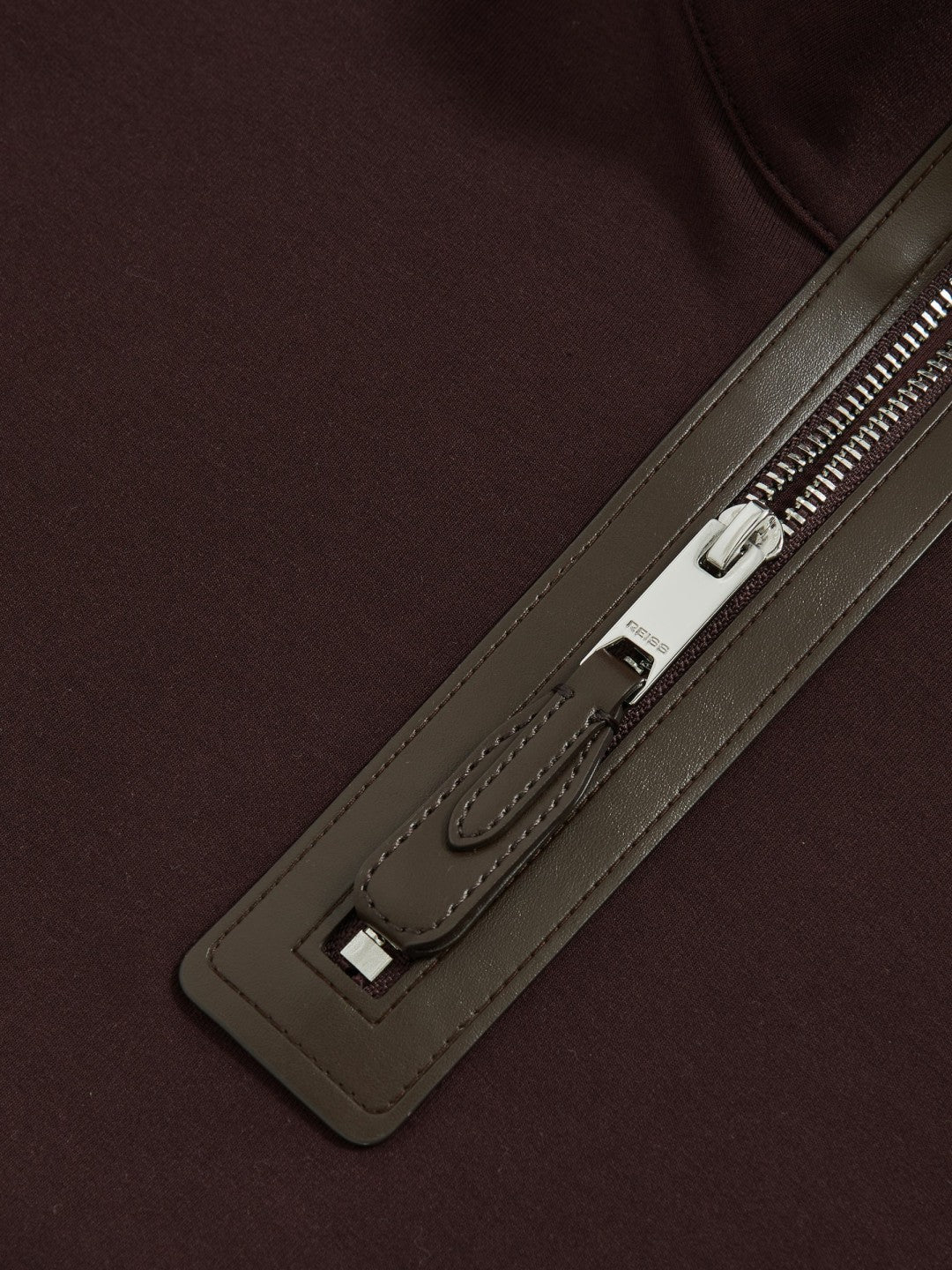 Leather-Placket Interlock Sweatshirt in Cherry Red Men | Reiss