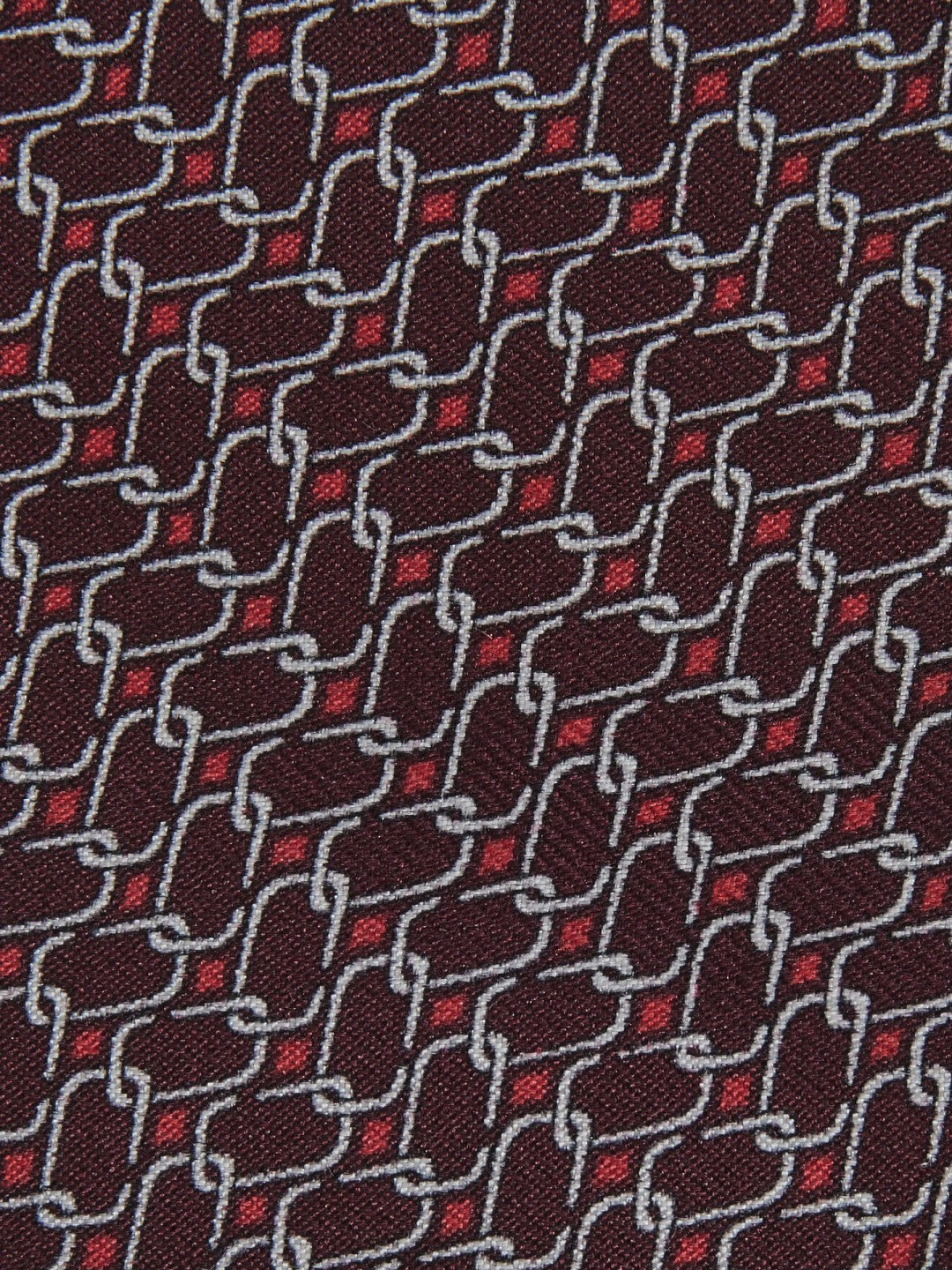 Silk Geometric-Chain Print Tie in Bordeaux Men | Reiss
