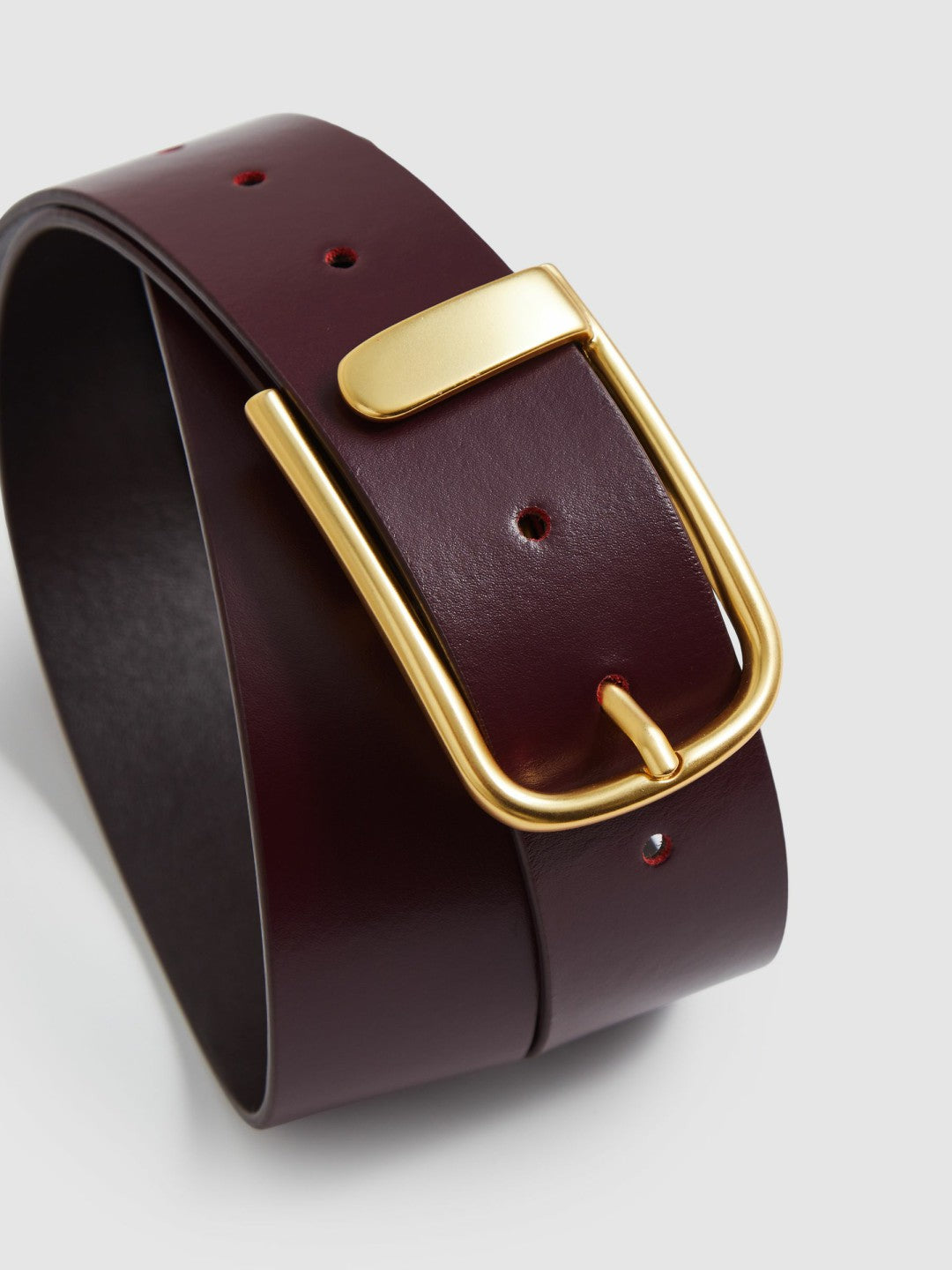 Leather Half Keeper Belt in Burgundy Women | Reiss