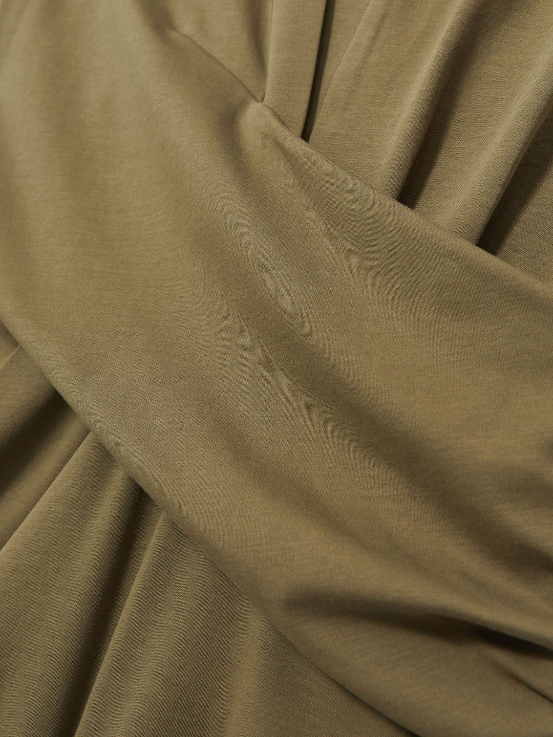 Stretch-Cotton Wrap-Front Collar Top in Khaki Green Women | Reiss