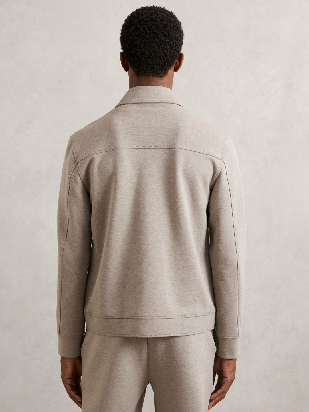 Interlock Jersey Zip-Through Jacket in Taupe Brown Men | Reiss