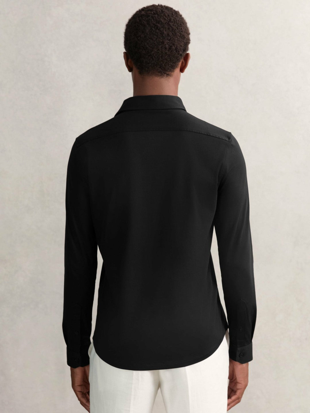 Cotton-Jersey Button-Through Shirt in Black Men | Reiss