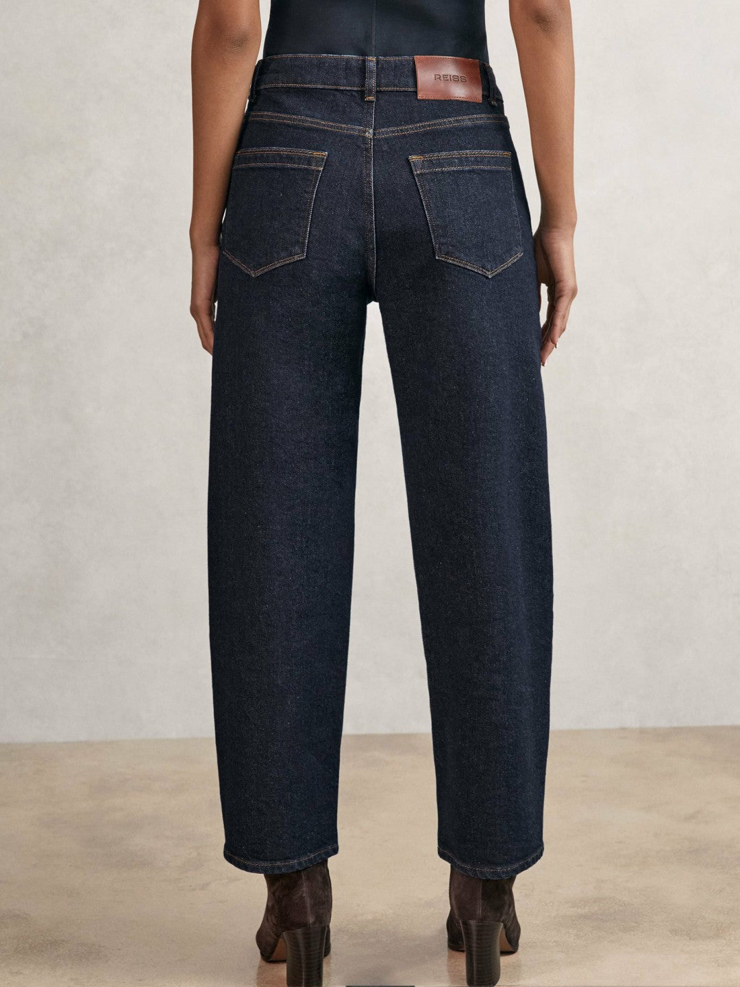 Petite Mid-Rise Straight-Leg Jeans in Dark Blue Women | Reiss