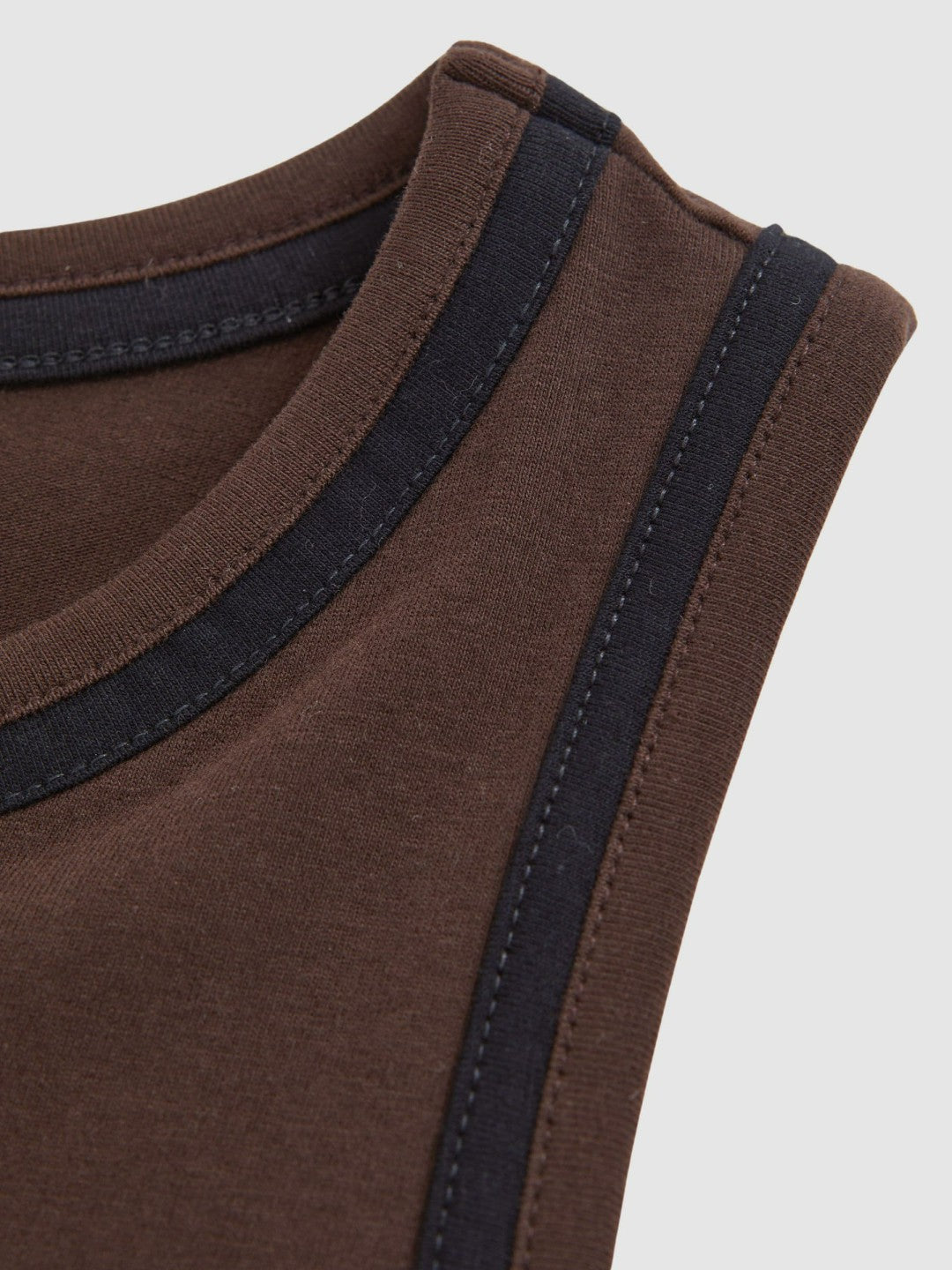 Stretch-Cotton Jersey Tipped Vest in Chocolate Brown/Black Women | Reiss
