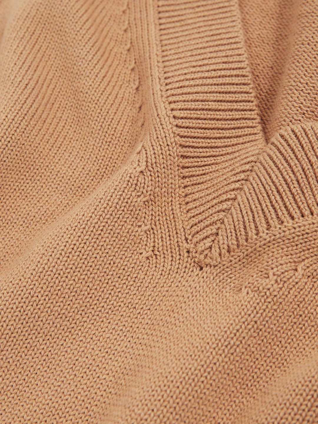 Cotton-Wool Knit V-Neck Top in Camel Women | Reiss