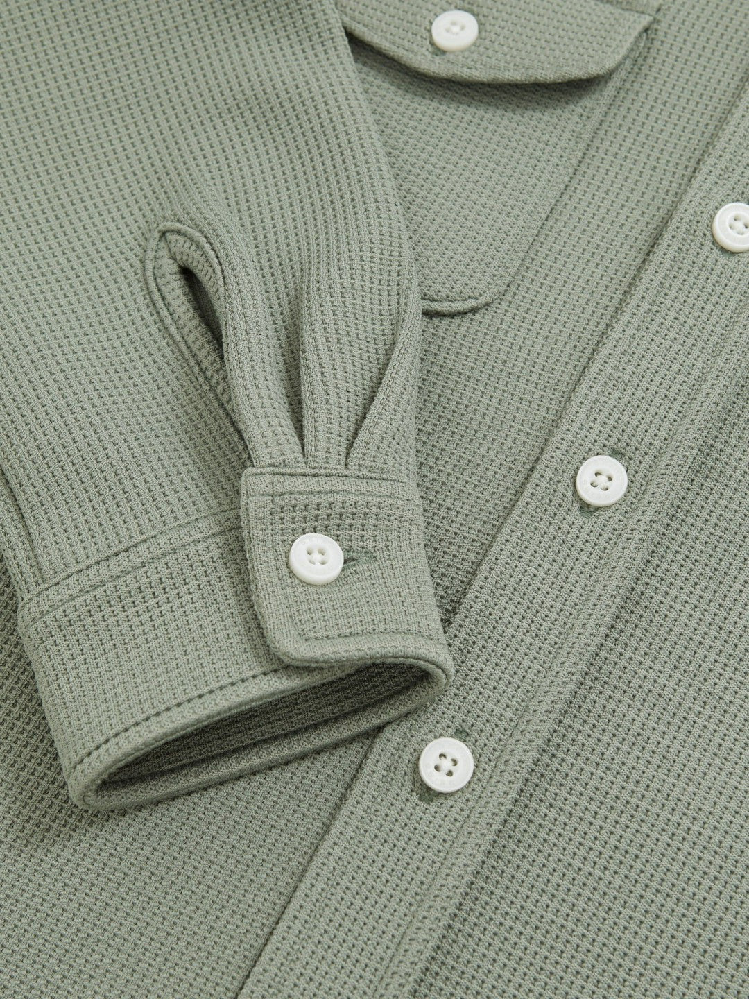 13-14 yrs Waffle-Textured Twin-Pocket Overshirt in Sage Children & Baby | Reiss