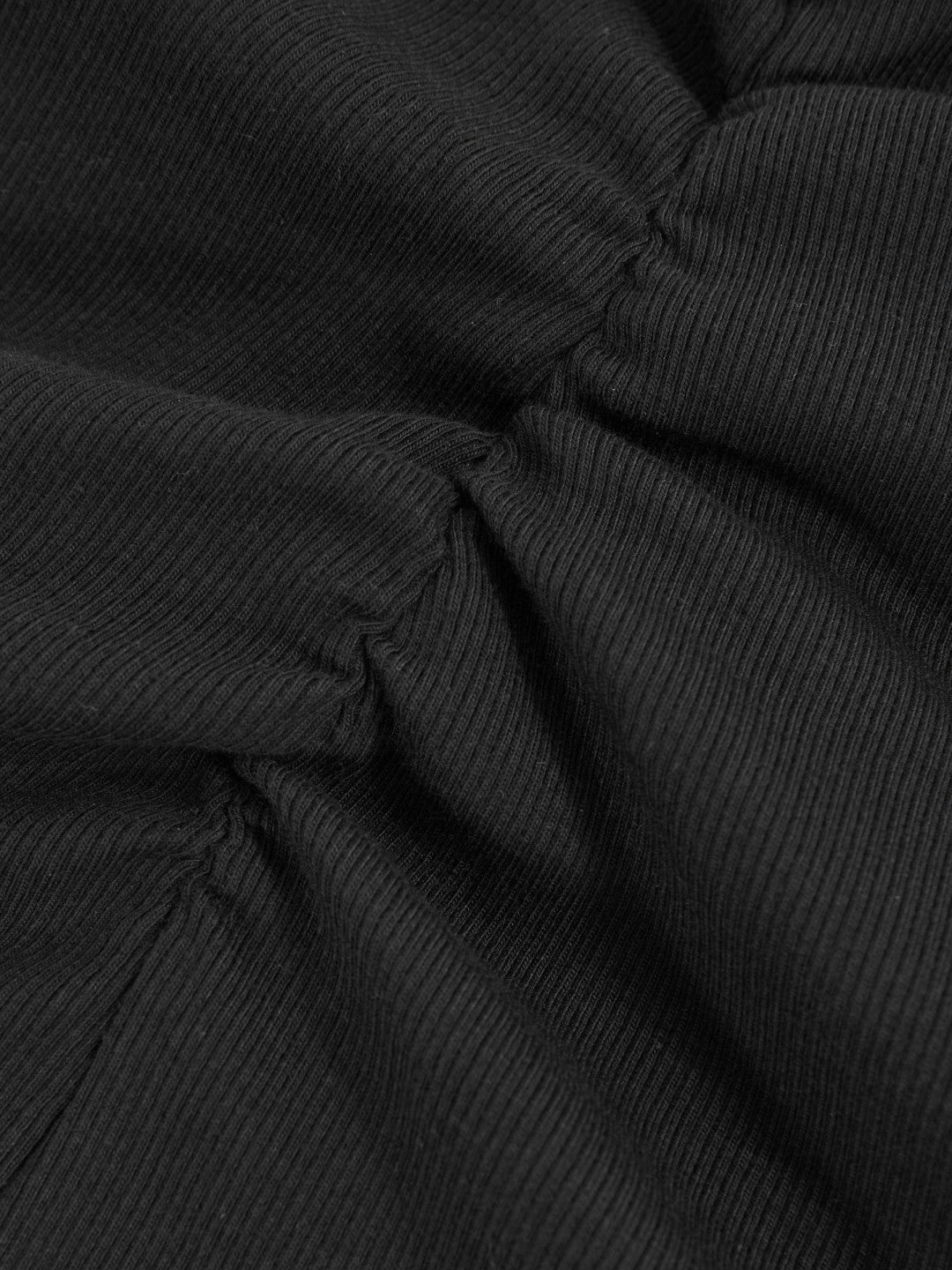 Cotton Long-Sleeve Ruched T-Shirt with Stretch in Black Women | Reiss
