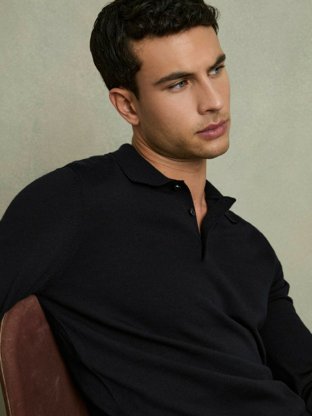 Merino Wool Polo Shirt in Navy Men | Reiss