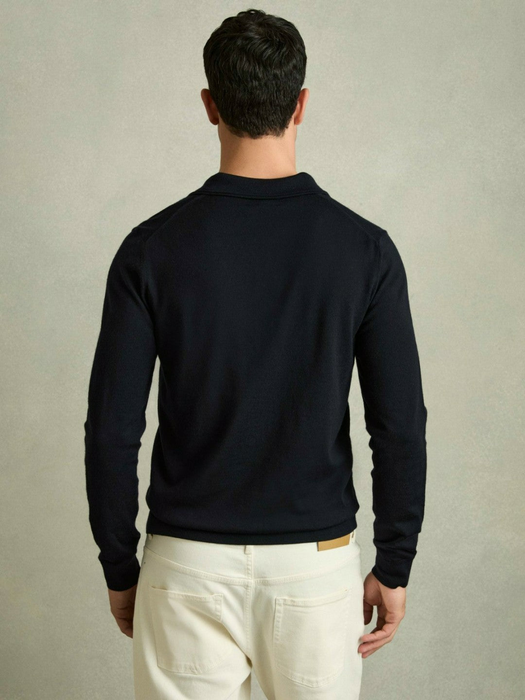 Merino Wool Polo Shirt in Navy Men | Reiss