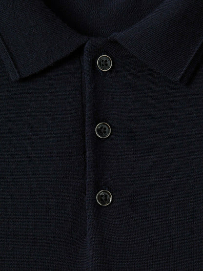 Merino Wool Polo Shirt in Navy Men | Reiss
