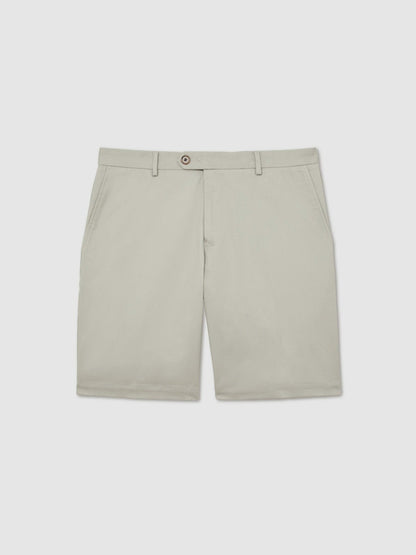 Cotton Chino Shorts With Stretch in Soft Sage Men | Reiss