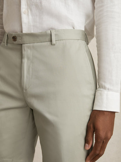Cotton Chino Shorts With Stretch in Soft Sage Men | Reiss