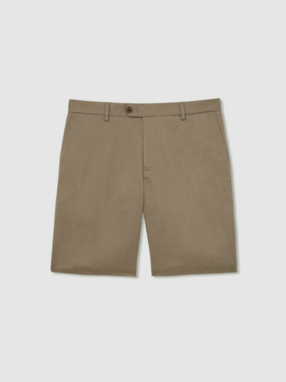 Oe Hampton Cotton Chino Shorts with Stretch in Taupe Men | Reiss