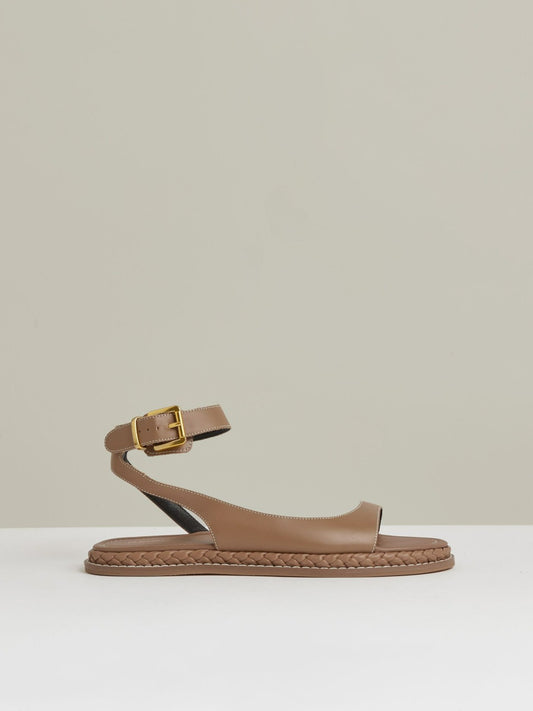 Leather Plait Detail Sandals in Tan Women | Reiss