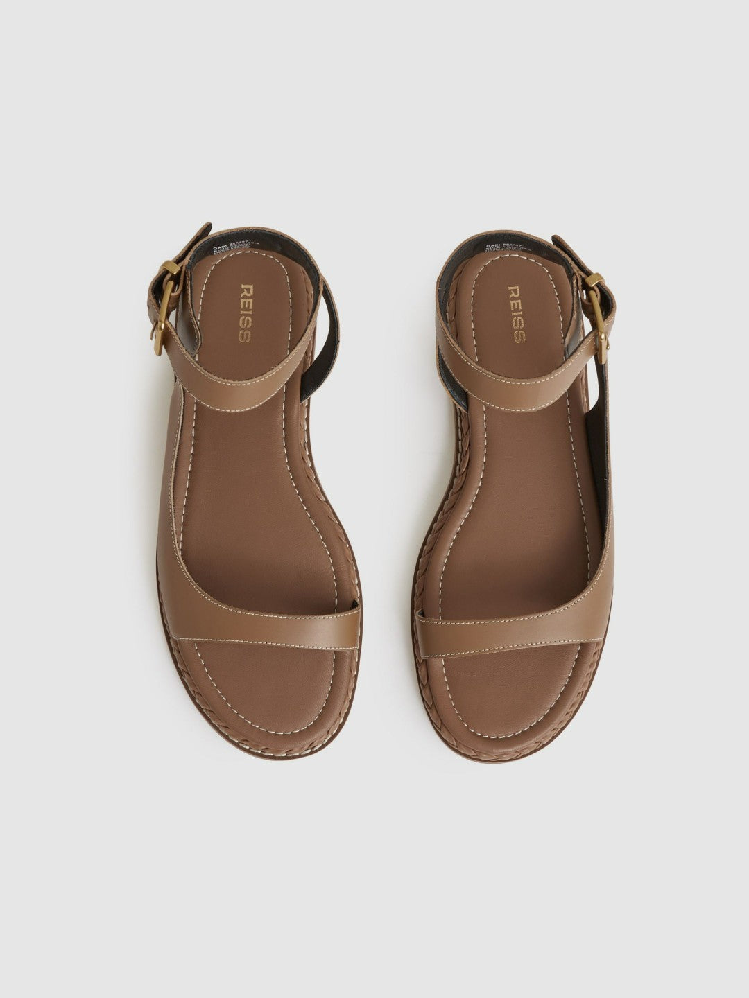 Leather Plait Detail Sandals in Tan Women | Reiss
