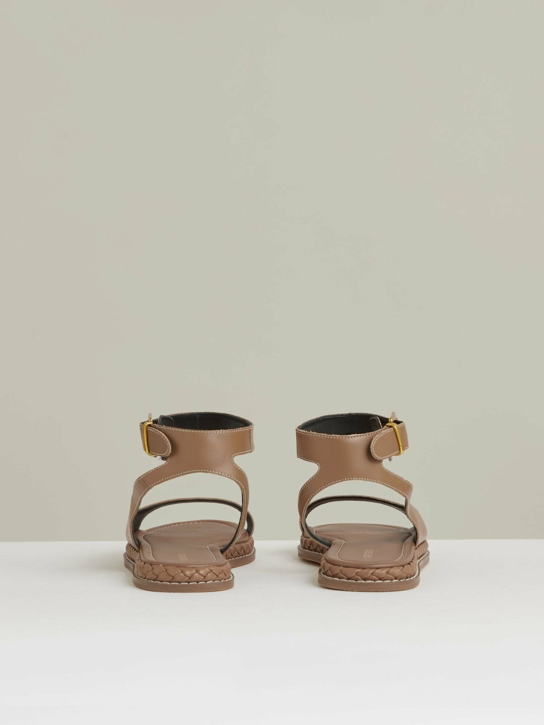 Leather Plait Detail Sandals in Tan Women | Reiss