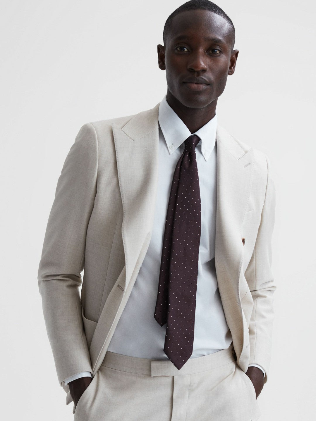 Polka Dot Silk Tie in Burgundy Men | Reiss