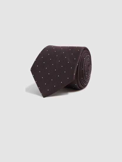 Polka Dot Silk Tie in Burgundy Men | Reiss