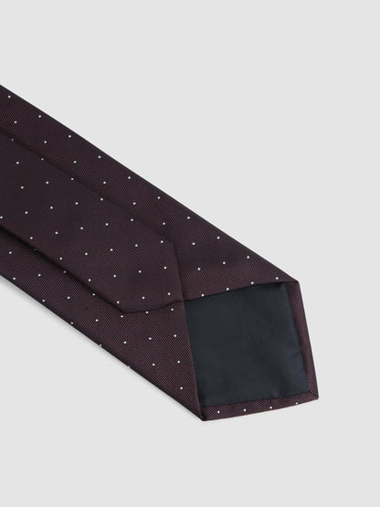 Polka Dot Silk Tie in Burgundy Men | Reiss