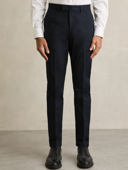 Slim Fit Cotton Blend Chinos in Navy Men | Reiss