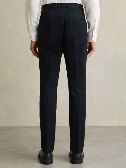Slim Fit Cotton Blend Chinos in Navy Men | Reiss