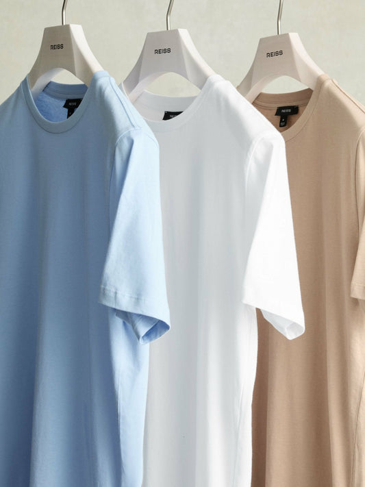 Cotton-Jersey Crew-Neck T-shirts 3 Pack in Neutral Men | Reiss
