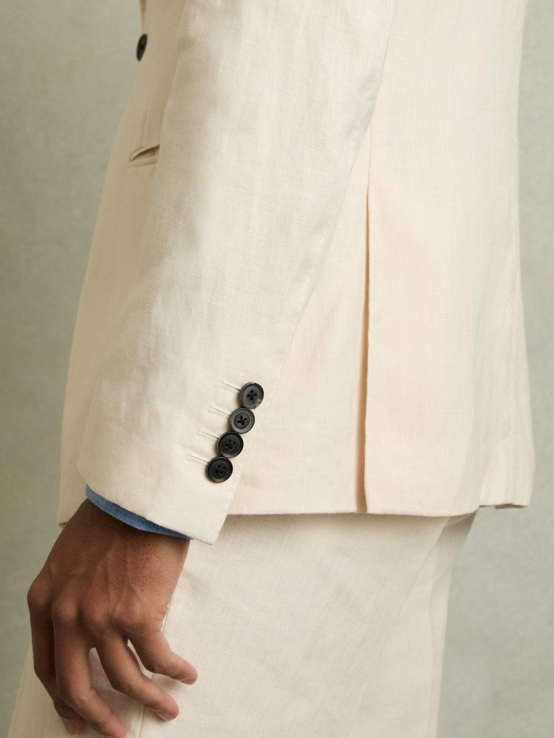 Slim-Fit Single Breasted Linen Blazer in Stone Men | Reiss