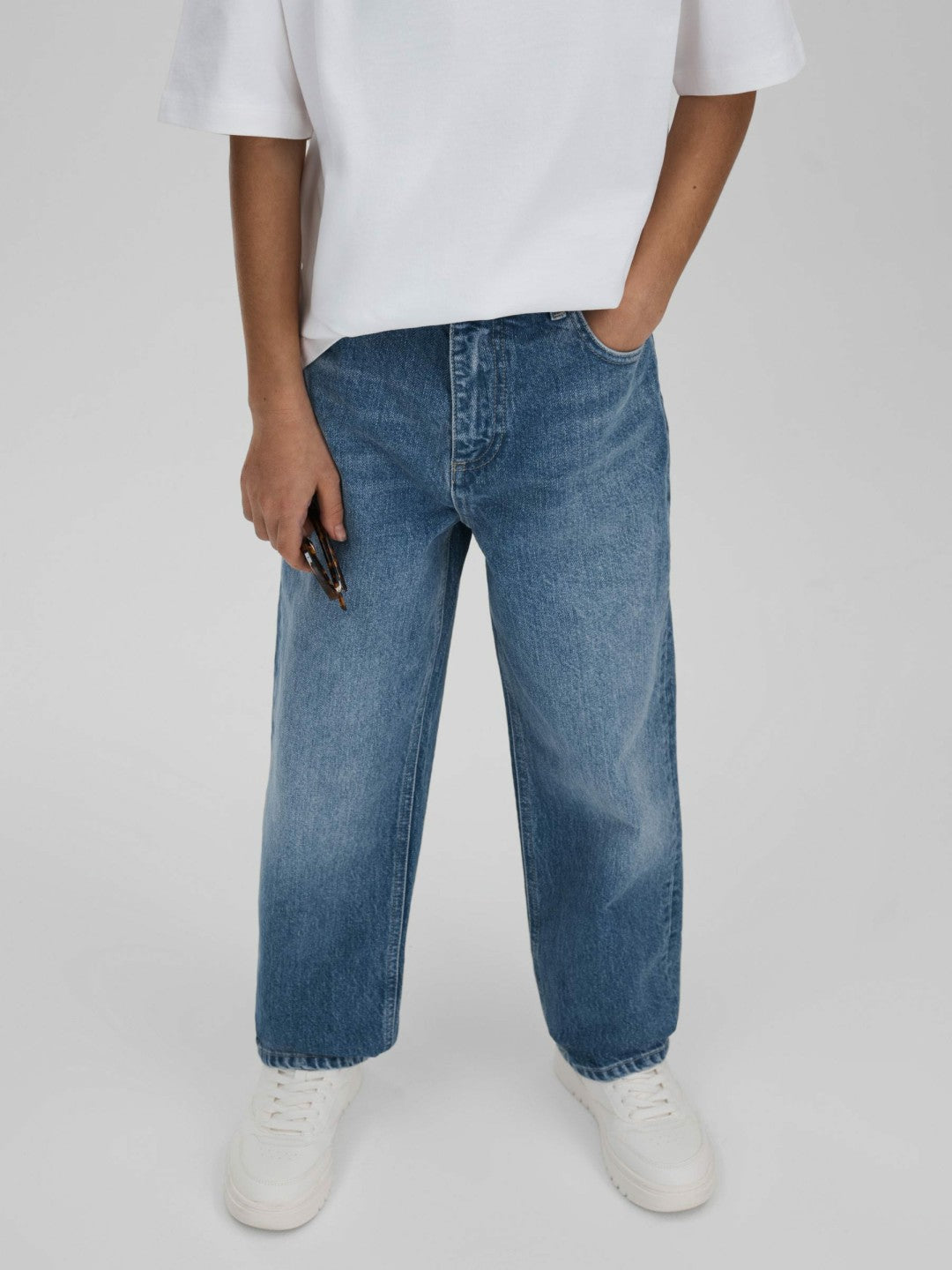 3-9 yrs Loose Fit Adjuster Jeans in Mid Blue Children & Baby | Reiss