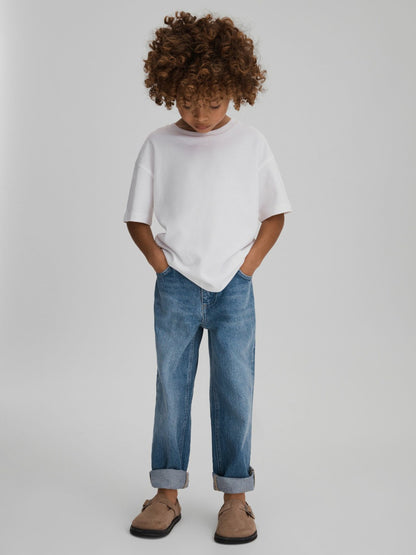 3-9 yrs Loose Fit Adjuster Jeans in Mid Blue Children & Baby | Reiss
