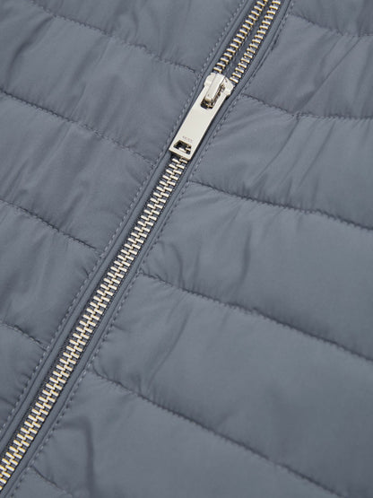 Hybrid Quilt and Knit Zip-Through Jacket in Airforce Blue Men | Reiss