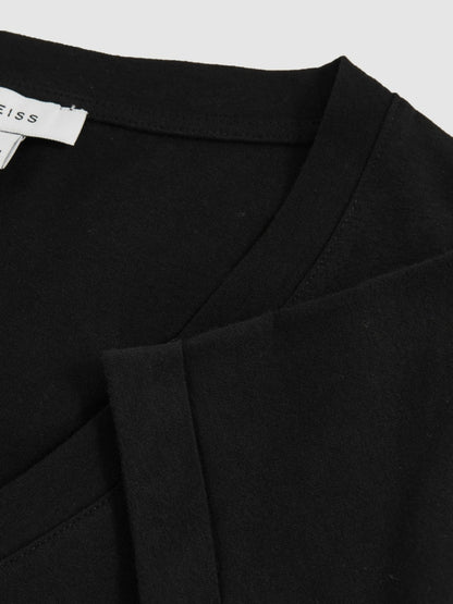 Cotton-Jersey V-Neck T-Shirt in Black Women | Reiss